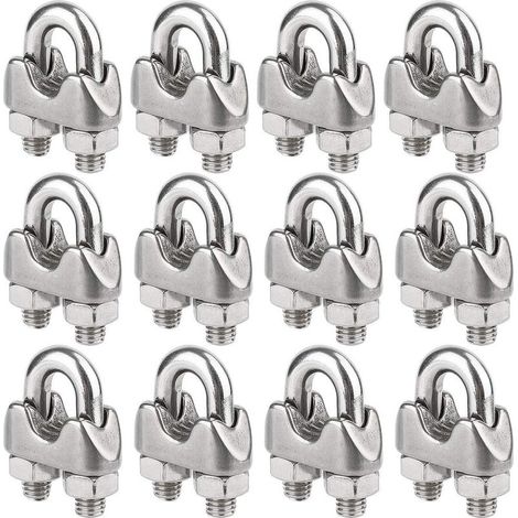 Lot de 12 Serre-câbles étrie en Acier Inoxydable pour Câble Métallique de 4mm Diamètre(M4) (1/5)