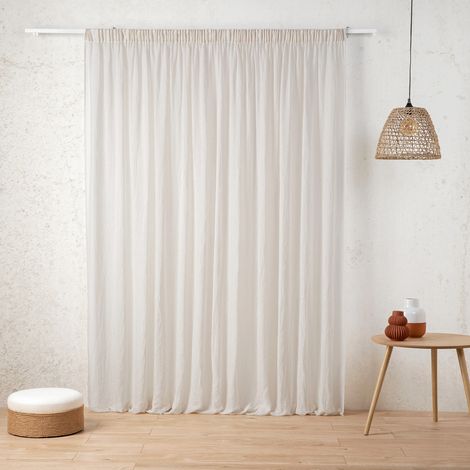 Voilage tamisant en gaze poly-lin à galon fronceur Ecru 300x260 cm