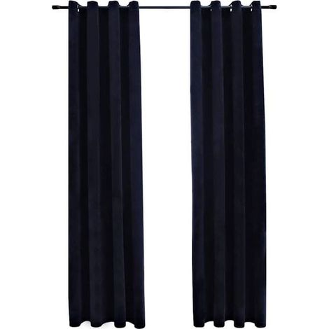 Rideaux occultants avec anneaux de suspension, 2 pièces, velours noir, 140 x 175 cm (1/5)