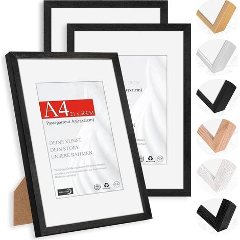 Bilderrahmen A4 Passepartout A5 Holz Schwarz A4(21x29,7cm) 3x (1/5)