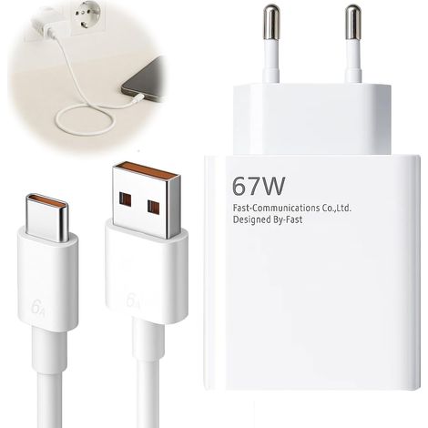 67-W-Schnellladegerät mit 1,5 m langem USB-C-Kabel, 67-W-Netzteil kompatibel mit Xiaomi 14, 13, 12, Poco F7, F6, Redmi Turbo 4, 3, Note 14, 13, 12, 11, 10 und auch mit anderen Marken.