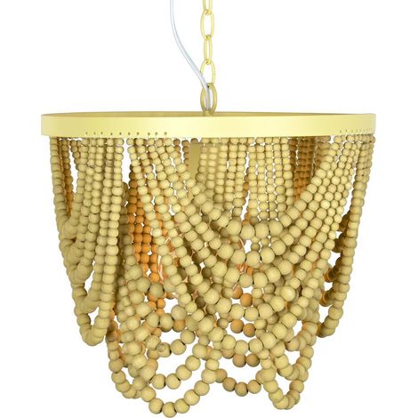 Suspension bois et métal design bohème chic - Marron boisé chaleureux (1/5)