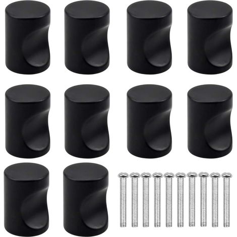 10 Pièces Boutons de Meuble, Noir Tiroir de Porte Poignée, Bouton de Meubles, 25x18mm (1/5)