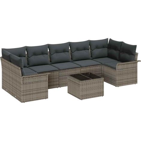 Garden Sofa Set with Cushion 8 pcs Grey Poly Rattan vidaXL (1/5)