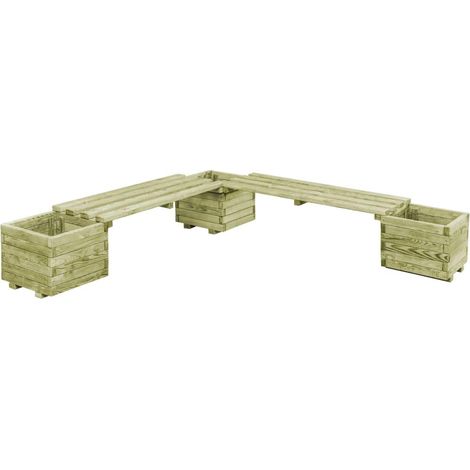 Panca da giardino con fioriere 196 cm legno di pino impregnato 020001365