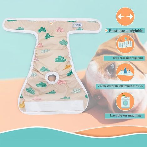 Teamoy Couche réutilisable pour Chien Femelle (Paquet de 4), M  Culottes Hygiéniques Super Absorbantes pour Chiennes (Lot de 4, Lavables) (1/4)