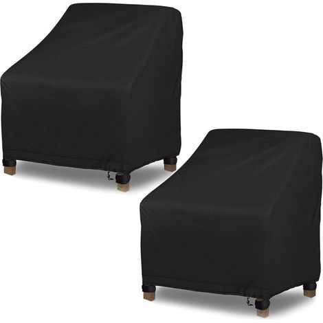 Housses de chaises pour meubles d'extérieur - Housses de chaises de balcon et de patio imperméables à l'eau et à la poussière 2 pièces(Noir 97x89x74CM) (1/5)