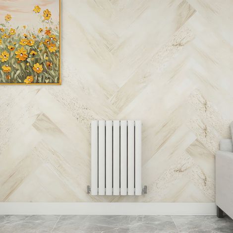 SKY Bathroom 600x413mm White Double Horizontal Oval Column Designer Central Heating Radiator (1/5)