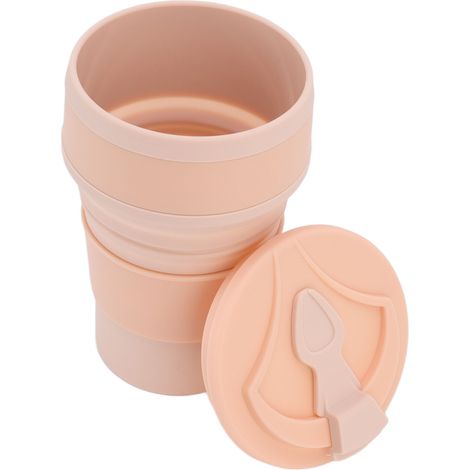Gobelet pliable en silicone pour voyage extérieur, gourde portable extensible résistant à la haute température, rose lotus 500ml (1/5)
