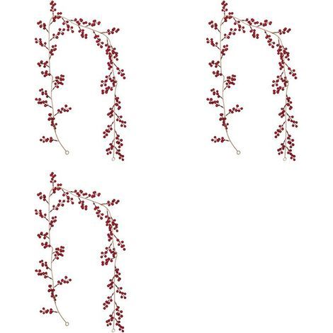 3X Guirlande de Baies Rouges de Noël, Guirlande Artificielle de Baies Artificielles de Baies Rouges de Bourgogne pour la Décoration Extérieure (1/4)