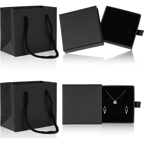 Boîte À Bijoux - Boîte À Bracelet Et Collier En Carton Rigide Avec Tiroir Coulissant Et Doublure Souple - 2 Pièces (1/5)