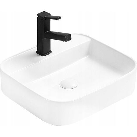 Lavabo cerámico sobre encimera, 45x40x11 cm, Blanco