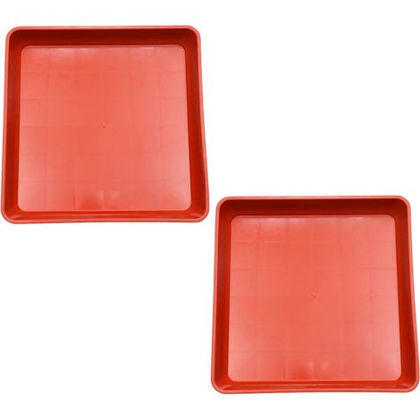 2 Pièces Plateau Modèle 220 Rouge pour Pot de Fleurs Carré en Plastique Résistant aux Chocs, Maintien de L'humidité, pour Plantes D'intérieur et Bonsaïs (1/5)