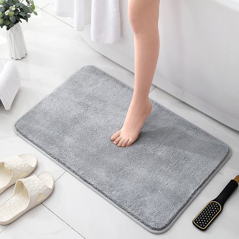 Tappetino da doccia assorbente antiscivolo super spesso per bagno, lavabile in lavatrice, tappeto a ciuffi (grigio, 60x90cm) (1/3)