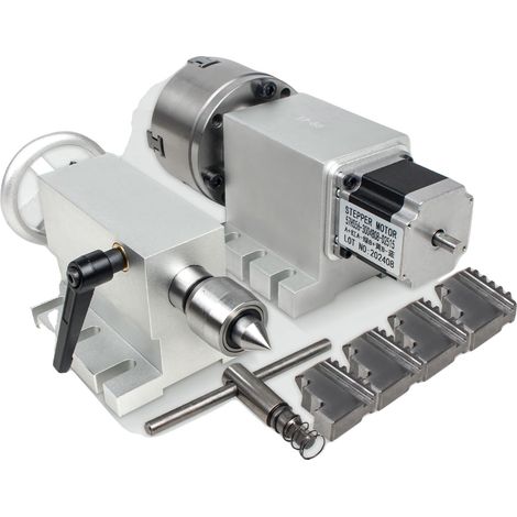Asse rotante CNC, riduttore 50:1, motore Nema23, 4 ganasce K12-100mm (1/2)