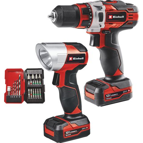 Einhell Akku-Bohrschrauber-Set TE-CD 12/1 Li +22+CL (Li-Ion, 12V, max 30 Nm, 2-Gang-Getriebe, inkl. 2x 2,0 Ah-Akku, Ladegerät, 22tlg. Bit-/Bohrer-Set, Akku-Lampe) (1/5)
