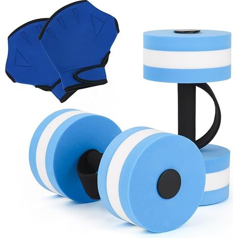 Kit Exercice Aquatique - 2 Halteres En EVA Pour Eau - 2 Gants De Natation - Pour Cours D’aqua Aérobic Et Rééducation - 6 Pièces (1/3)