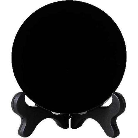 Miroir de divination en obsidienne noire naturelle, pierre de guérison, miroir rond avec étagère, décoration intérieure (1/5)