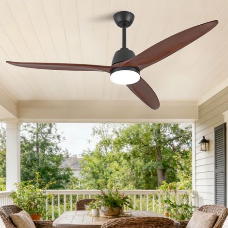 Ventilador de techo silencioso de 152 cm con luz LED, motor de DC reversible, regulable, color nogal oscuro. (1/5)