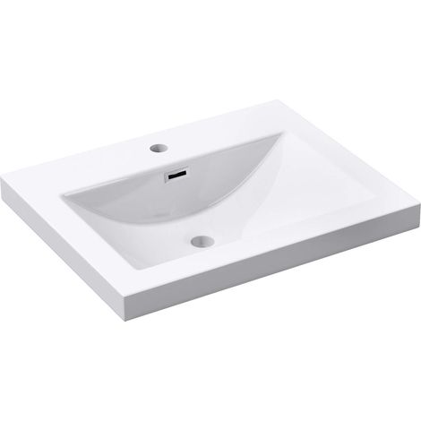 Mai & Mai Lavabo Incasso 60x48x13cm, Lavabo Sottopiano Lavandino Bagno da Marmo fuso Colossum01-600,Bianco