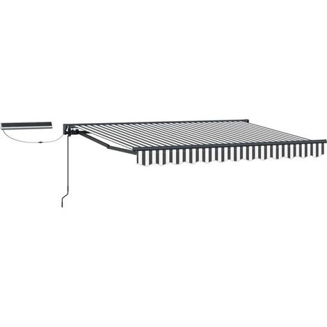 Store banne motorisé rétractable, gris anthracite et blanc, 2,5 x 2 mètres (1/5)