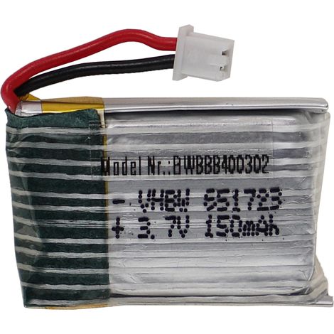 vhbw Battery compatible with PH 1.25 2P Plug for Model Making Device e.g. Racing Car, Helicopter (150mAh, 3.7 V, Li-polymer, 25 x 16 x 8 mm) (1/3)