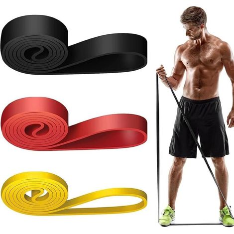 Lot de 3 Bande Elastique Musculation, 3 Niveaux de Résistance, Bandes de Résistance Élastique pour Sport, Pilates, Yoga, Musculation