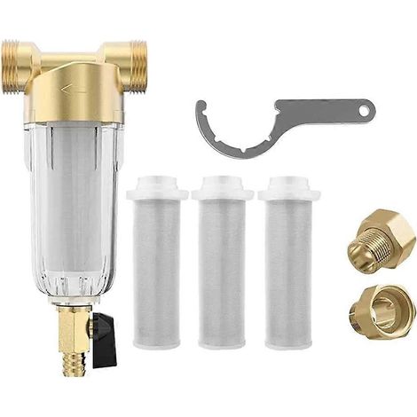 Filtre à sédiments, filtre à eau réutilisable à vidange par rotation, filtre à eau pour toute la maison pour eau de puits (1/5)