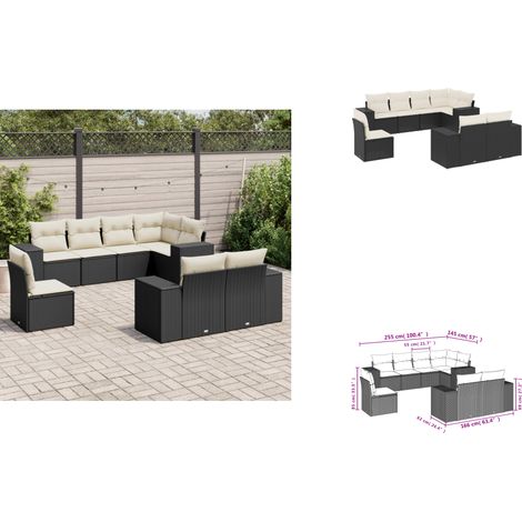 8-tlg. Garten-Sofagarnitur mit Kissen Schwarz Poly Rattan - Gartensorte - Gartenmöbelset - PE-Rattan Möbel - Outdoor Lounge Set - Balkonmöbel (1/3)