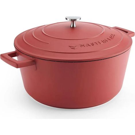 Casserole rouge 5 litres en aluminium – Revêtement antiadhésif – Compatible induction et four – Couvercle inclus – Facile à nettoyer – Master Class