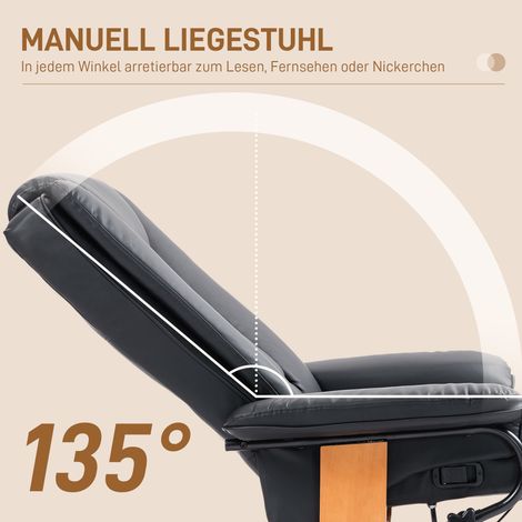 Fauteuil relaxant pivotant noir, similicuir, structure acier, capacité 150 kg (1/4)