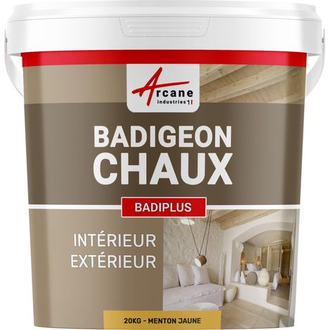 Badigeon à la chaux, décoration, intérieure et extérieur, maison : Badiplus - 20 kg (jusqu'à 100 m²) Menton Jaune - ARCANE INDUSTRIES