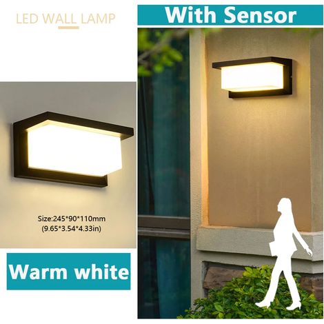 (30 W - Avec détecteur de mouvement) Appliques murales LED avec détecteur de mouvement radar AC85-265 V 16 W/30 W, compatibles ABS étanche, pour la décoration intérieure, le jardin, le porche ou l'all (1/5)