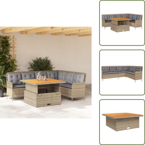 vidaXL 2-tlg. Garten-Sofagarnitur mit Kissen Beige Poly Rattan (1/5)