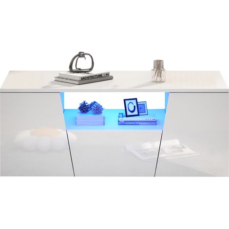Couchtisch, Hochglanz-Weiß. Beistelltische, Couchtische mit Glas und LED-Effekt (1/5)