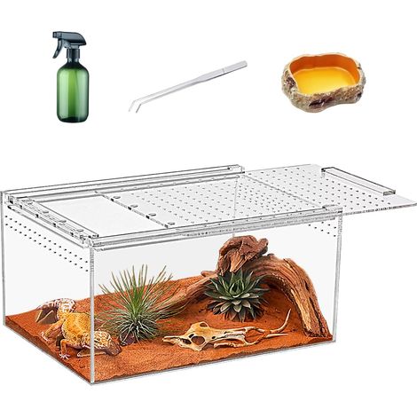 Kit de Terrarium pour Reptiles, boîte d'élevage pour Reptiles 12"7"6", Enceinte en Acrylique magnétique, pour Tarentule, Bernard-l'ermite, araignée sauteuse, Iguane, Gecko léopard, Dragon Barbu (1/5)