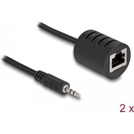 Adaptateur Audio - RJ-45 Femelle vers Mini-Stecker Mâle - Noir - Pack de 2