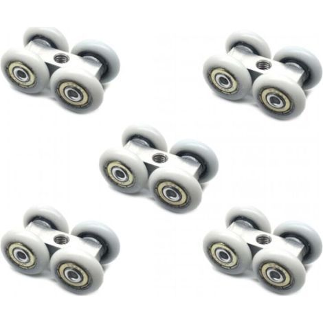 Lot de 5 roulettes pour portes coulissantes, ferrures de porte coulissante, convient pour portes coulissantes, armoires, compartiments (1/4)