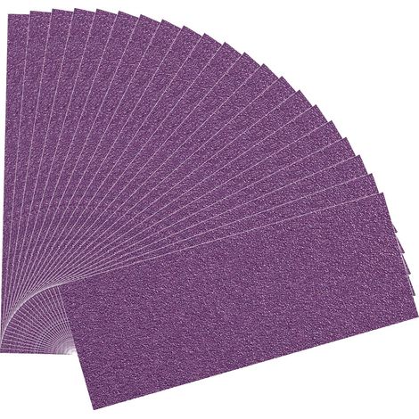 21 Pièces Papier de verre 60 Grain Papier abrasif eau/sec 93x230mm Utilisé pour polir le métal,le bois,les(Violet） (1/5)