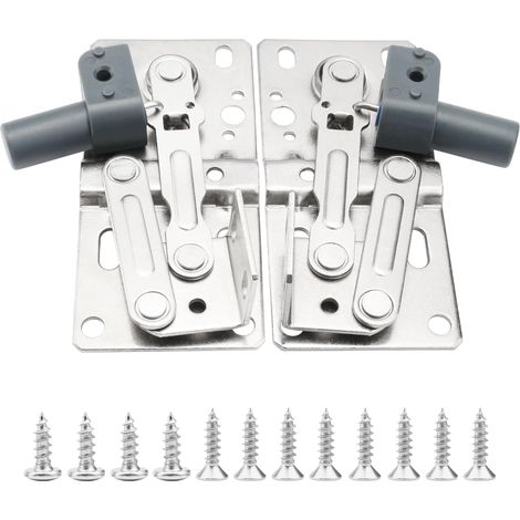Lot de 2 charnières pivotantes amorties pour porte basculante de placard, coffre à jouets, bac d'évier, silencieuses, avec vis. (1/5)