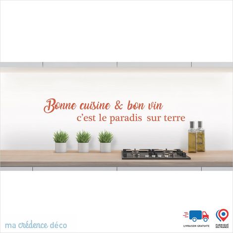 Crédence : Bonne cuisine et bon vin 1 - Couleur Rouge saumon - Alu composite - 120 - 60 (1/3)