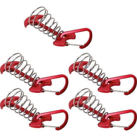 5-teiliges Fischgräten-Zeltnägel-Set, große Terrassendielen, Camping-Zeltnägel mit verstellbarer Federschnalle, Windseilanker, rot (1/5)