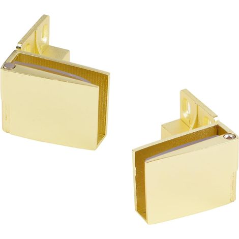 Dos bisagras laterales de 90 grados para puertas de cristal sin marco, aptas para grosores de 3 a 5 mm (color oro). (1/3)
