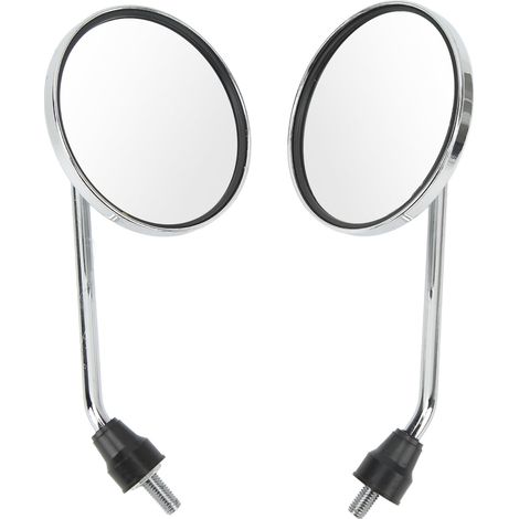 2 rétroviseurs ronds chromés universels pour moto, filetage 8 mm, compatibles avec motos, quads et scooters. (1/5)