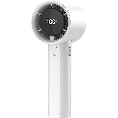 Ventilateur portable haute vitesse, petit ventilateur électrique rechargeable par USB, puissance de ventilation élevée, affichage numérique, ventilateur de bureau (blanc) (1/5)