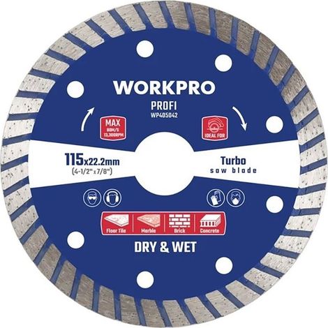 Disco diamantato segmentato Profi Turbo Ø115x22,2mm WORKPRO