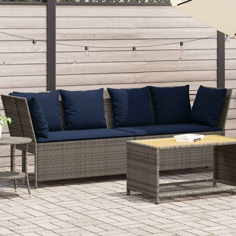 vidaXL Divano da Giardino con Cuscini in Polyrattan Grigio (1/5)
