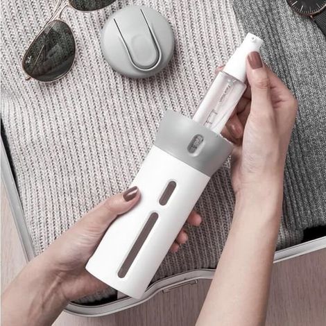 2-delad resebehållare, 4-i-1 lotion schampo gel resebehållare, påfyllningsbar vätskedispenser, läckagesäker resebehållare