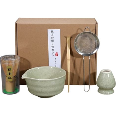 5-teiliges Matcha-Tee-Set aus Keramik, bestehend aus Schale, Besenhalter und Besen – Zubehör für die japanische Grünteezeremonie (1/5)