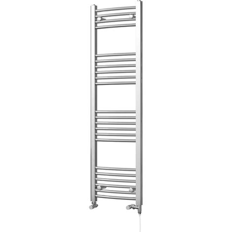 Zennor - Chrome Dual Fuel Towel Rail H1400mm x W400mm Standard - Curved (1/3)
